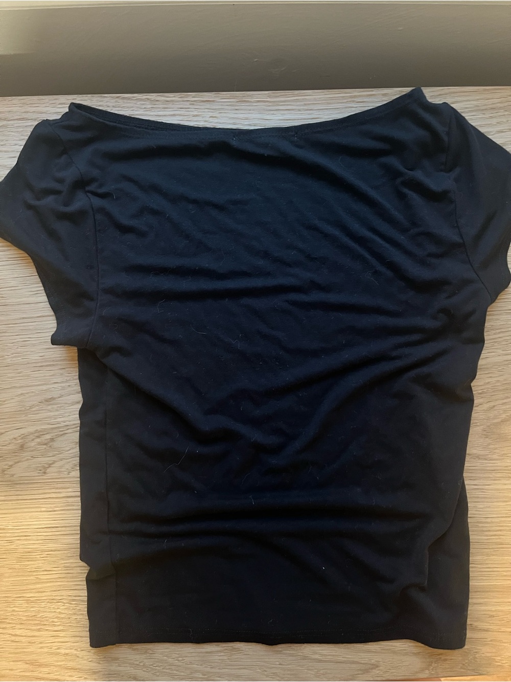Women's Black Boatneck Short Sleeve Tee